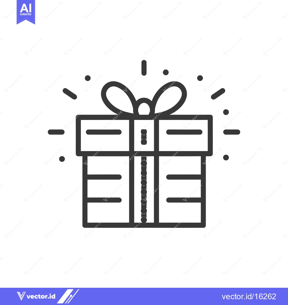 Premium Vector of A line drawing of a wrapped gift box with a bow