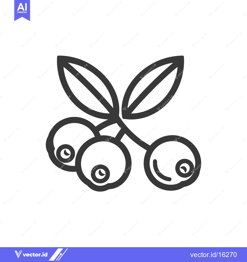 Premium Vector dari A Line Drawing of Three Berries with Stem and Leaves