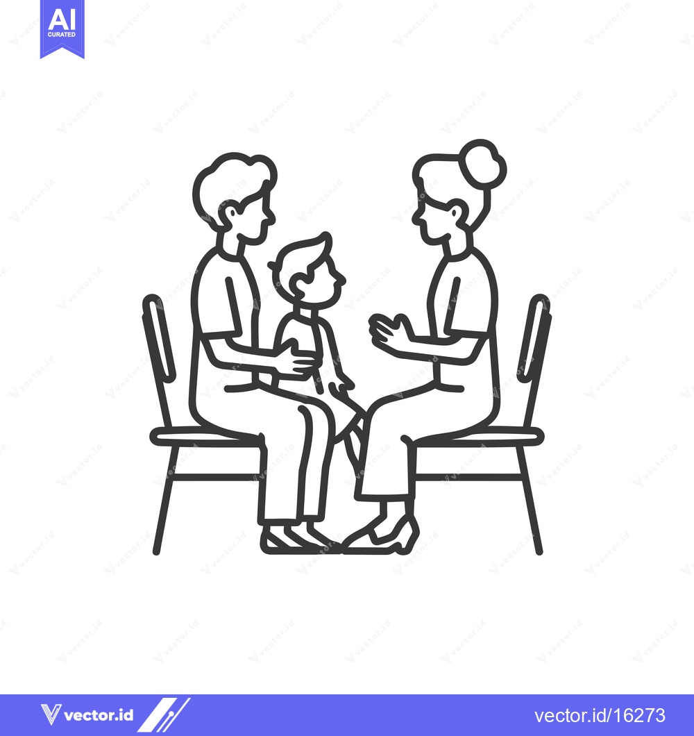 Premium Vector of A line drawing of two adults sitting on chairs facing each other, with