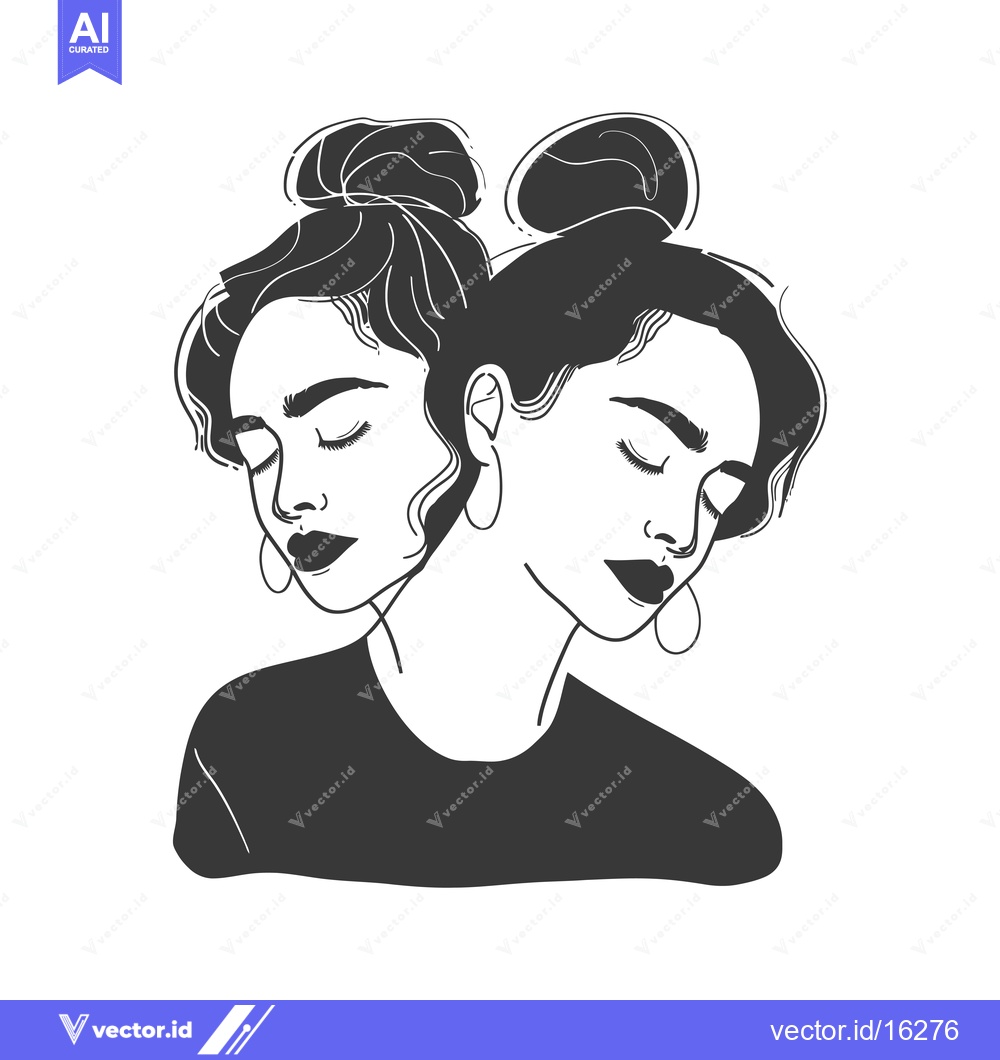 Premium Vector dari A Line Drawing of Two Women's Faces Joined Together