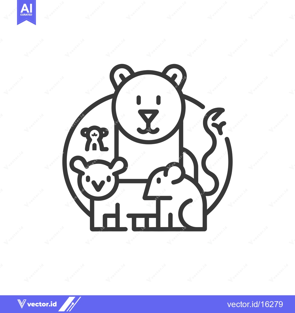 Premium Vector of A lion, monkey, bird, and mouse in a circular frame