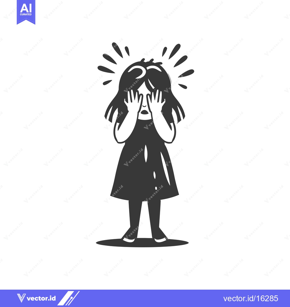 Premium Vector dari A Little Girl Covering Her Eyes With Her Hands