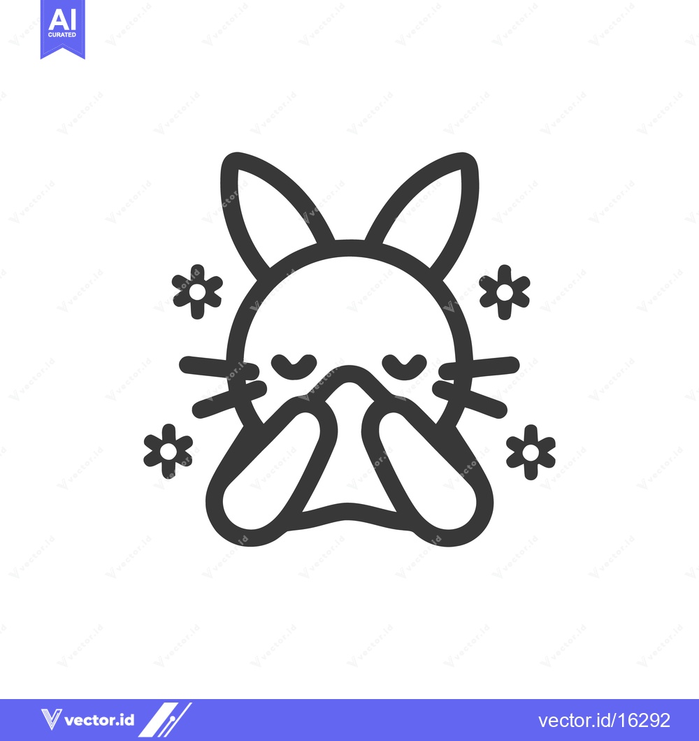 Premium Vector dari Sick Bunny Icon: Cartoon Rabbit with Cold, Flu, Allergies, and Tissue