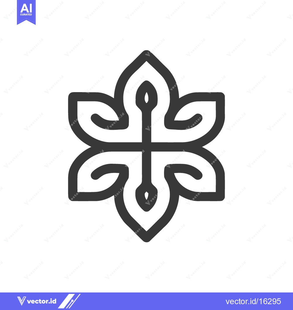 Premium Vector dari Elegant Floral Emblem: Symmetrical Design with Curled Petals and Centr