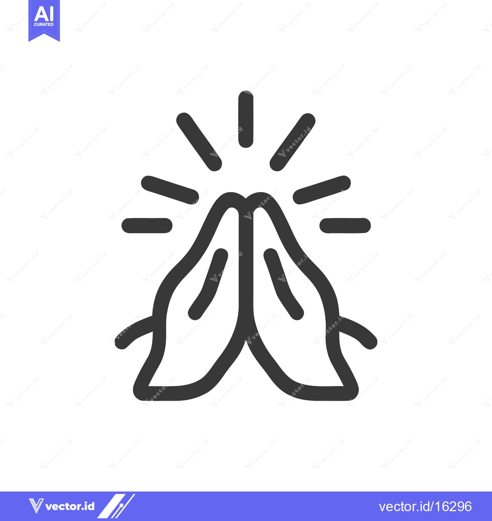 Premium Vector dari Minimalist Prayer Hands Icon with Radiating Lines on White Background