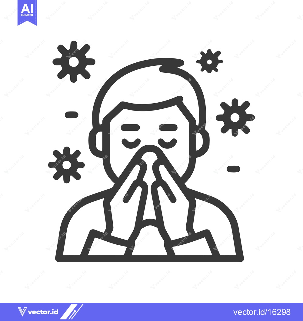 Premium Vector dari Sick Person Icon with Virus Particles, Cold and Flu Season Concept