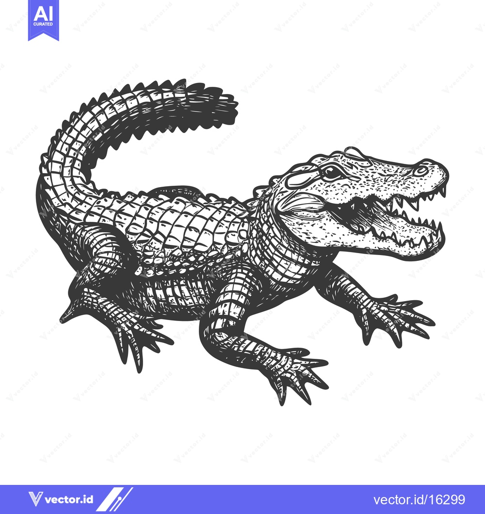 Premium Vector dari An illustration of an alligator with open mouth and sharp teeth