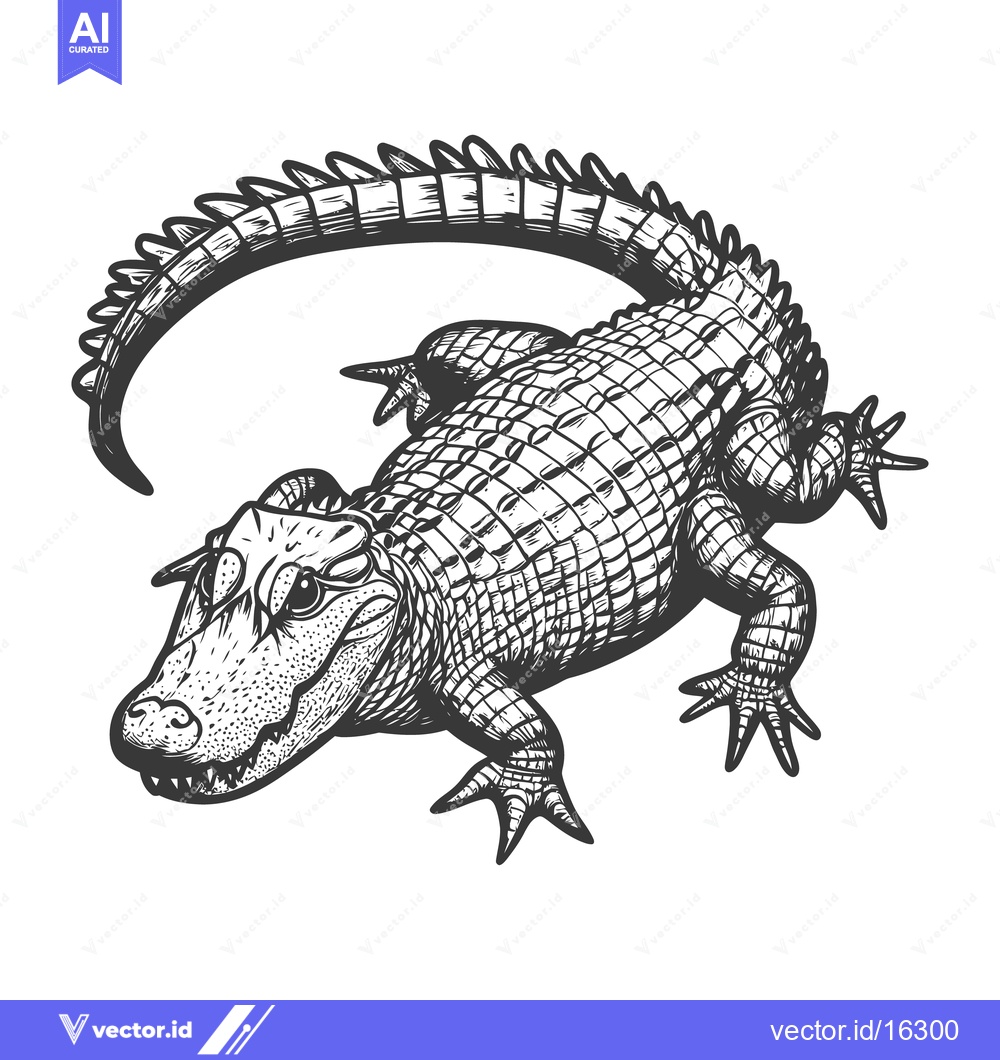 Premium Vector dari A detailed illustration of a large alligator facing forward