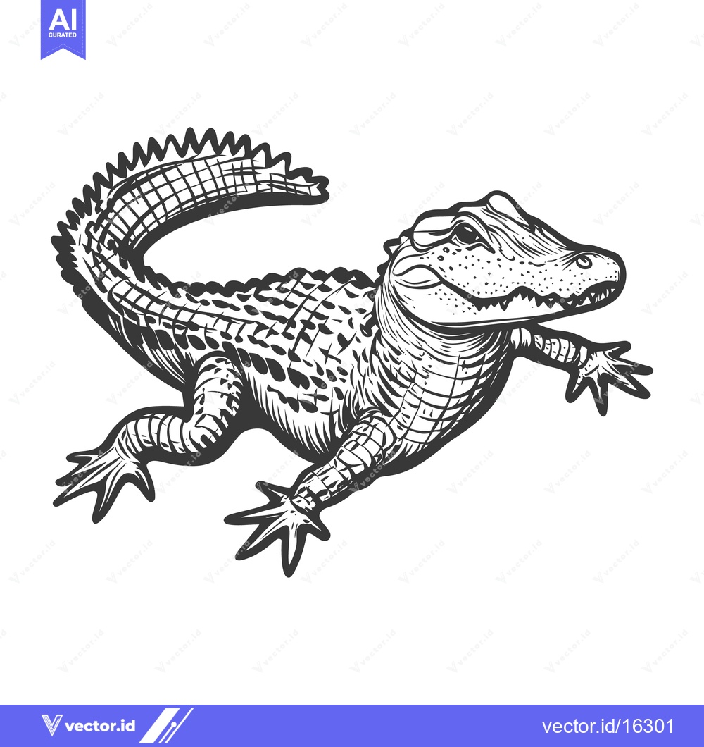 Premium Vector dari A detailed hand drawn illustration of a crawling reptile animal