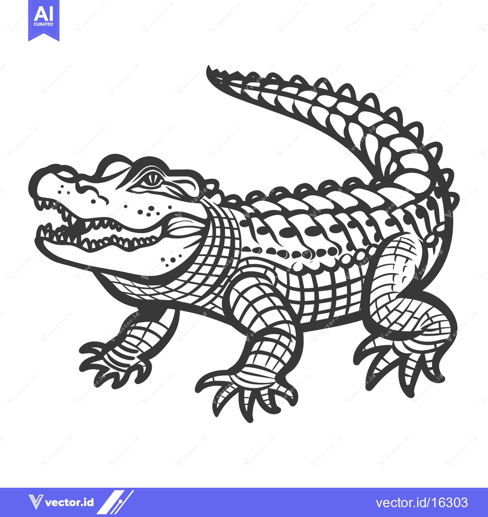 Premium Vector dari A detailed black and white illustration of a reptile animal