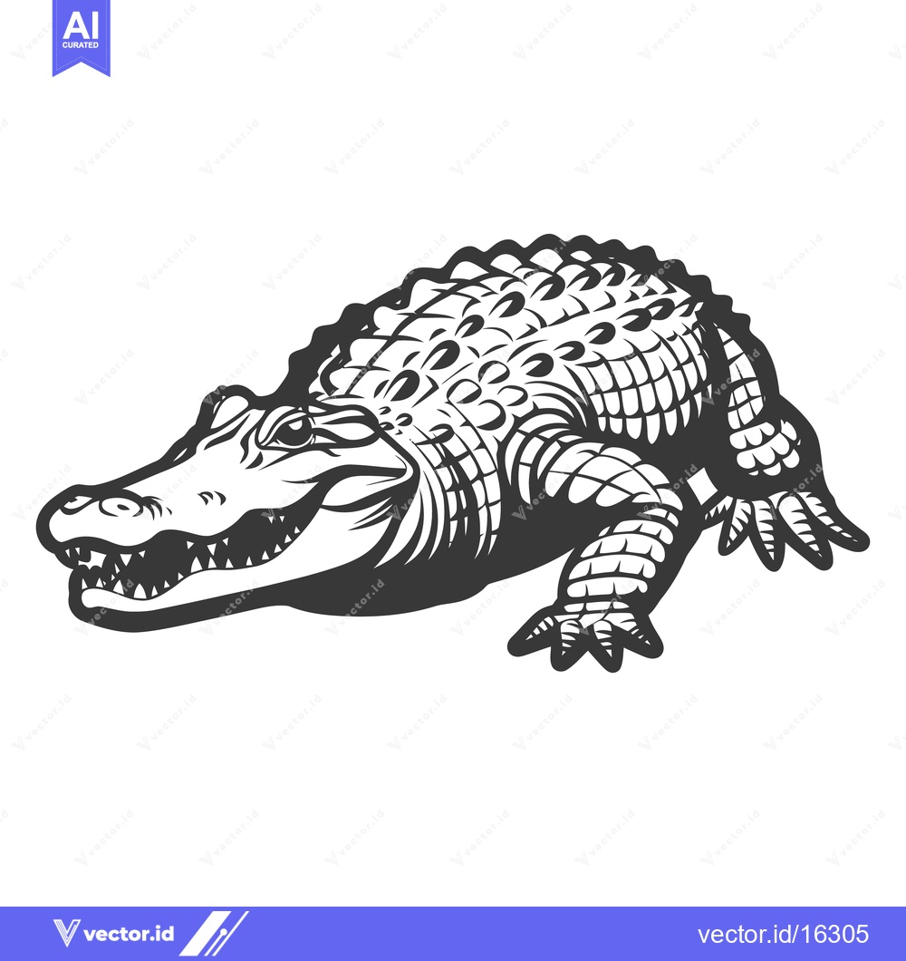 Premium Vector dari A monochrome detailed illustration of a large predatory reptile animal