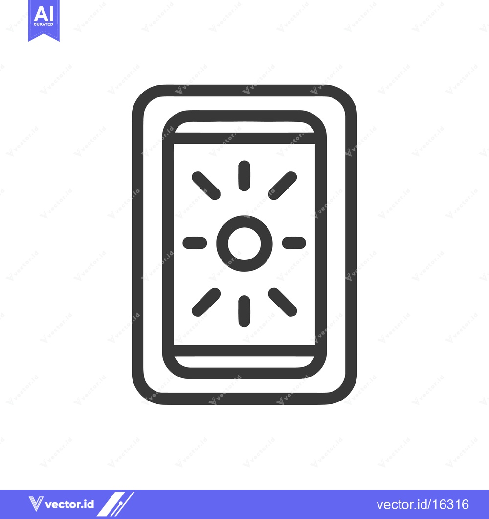 Premium Vector dari Stylized Sun Icon in Rounded Rectangle Frame, Minimalist Design