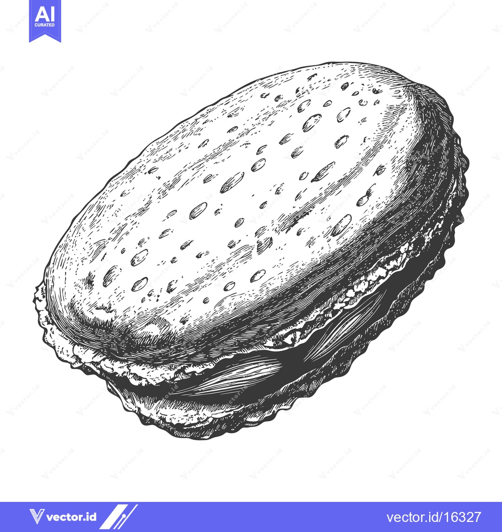 Premium Vector of A Delicious Single Chocolate Macaron Pastry