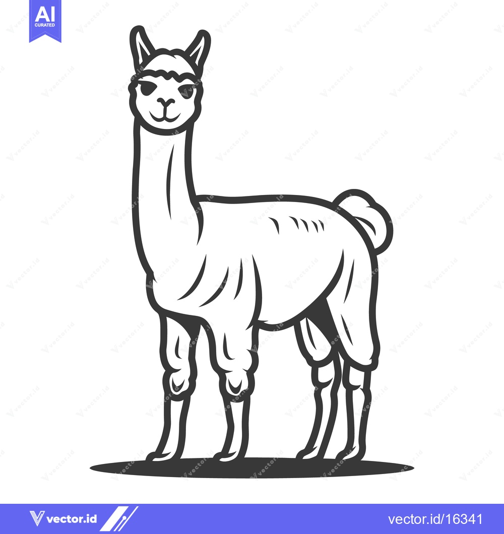 Premium Vector dari A Simple Standing Illustration Depicting A Cute Llama Animal