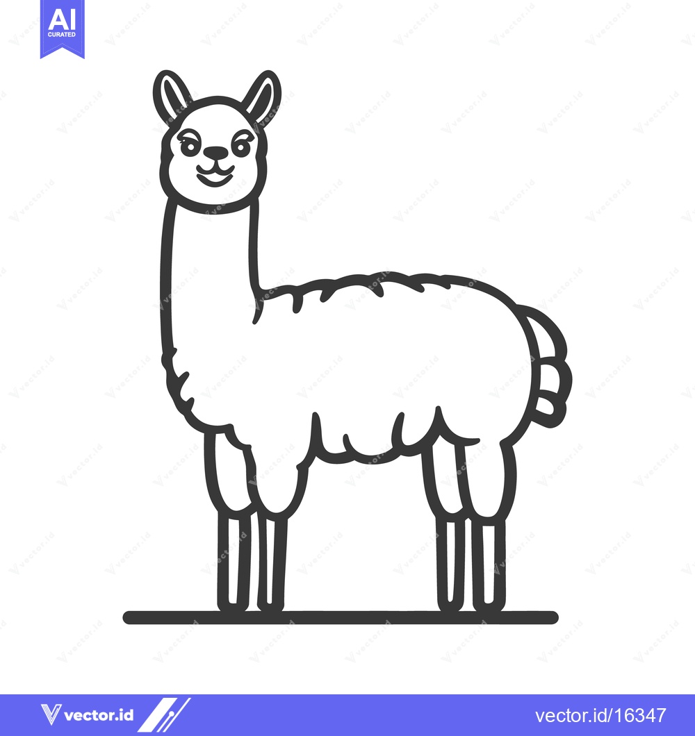 Premium Vector dari A cheerful alpaca stands tall and proud with a friendly expression