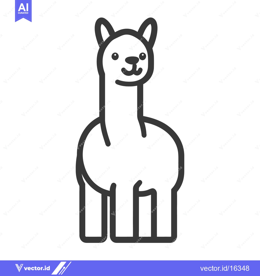 Premium Vector dari A friendly looking alpaca animal displayed with simple line art