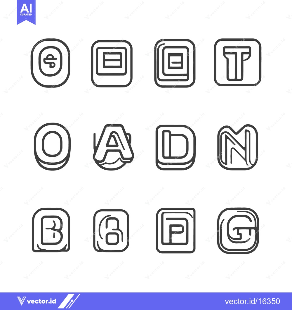 Premium Vector dari Twelve Geometric Letter Designs Arranged In Four Rows Displayed On Whi