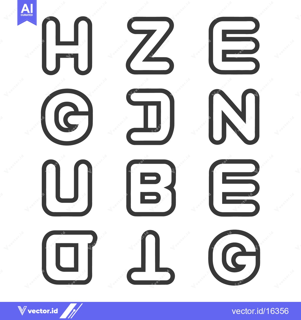 Premium Vector of A grid displaying several stylized letterforms in a repeating pattern