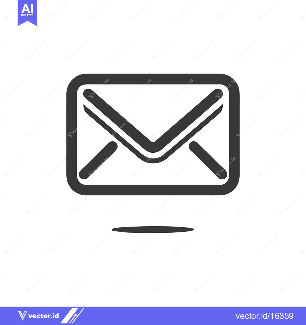 Premium Vector of Minimalist Dark Gray Email Envelope Icon with Subtle Shadow on White B