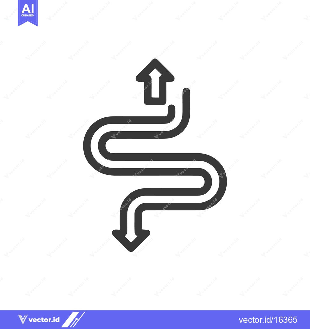 Premium Vector dari Winding Path: Upward and Downward Arrows, Complex Route Icon