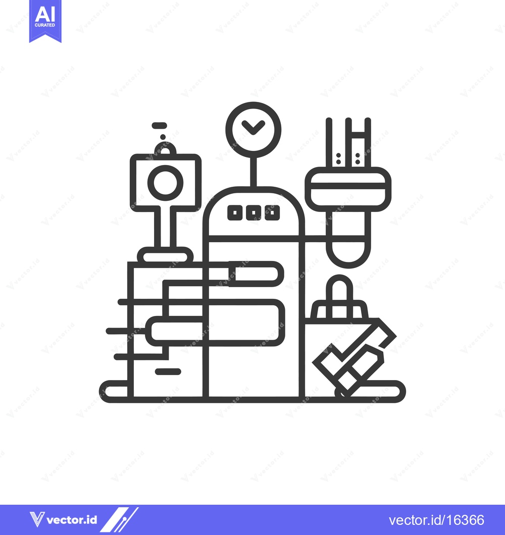 Premium Vector dari A Machine with Multiple Components and a Checkmark
