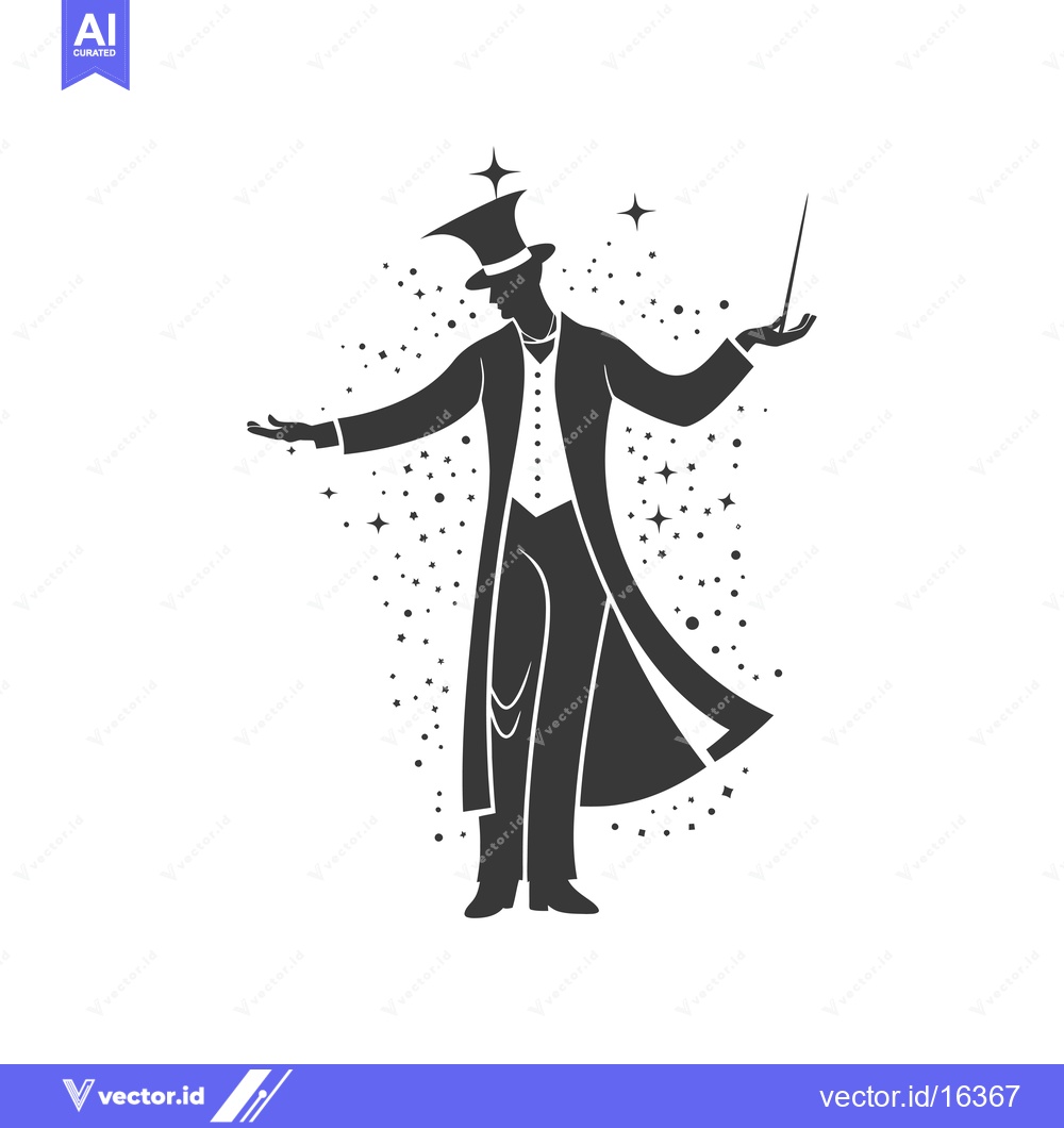 Premium Vector dari A Magician Performing a Magic Trick with a Wand