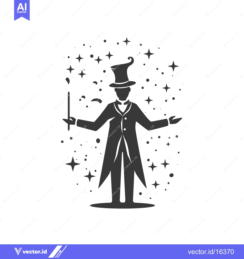 Premium Vector dari A Magician With A Wand And Top Hat Performing Magic
