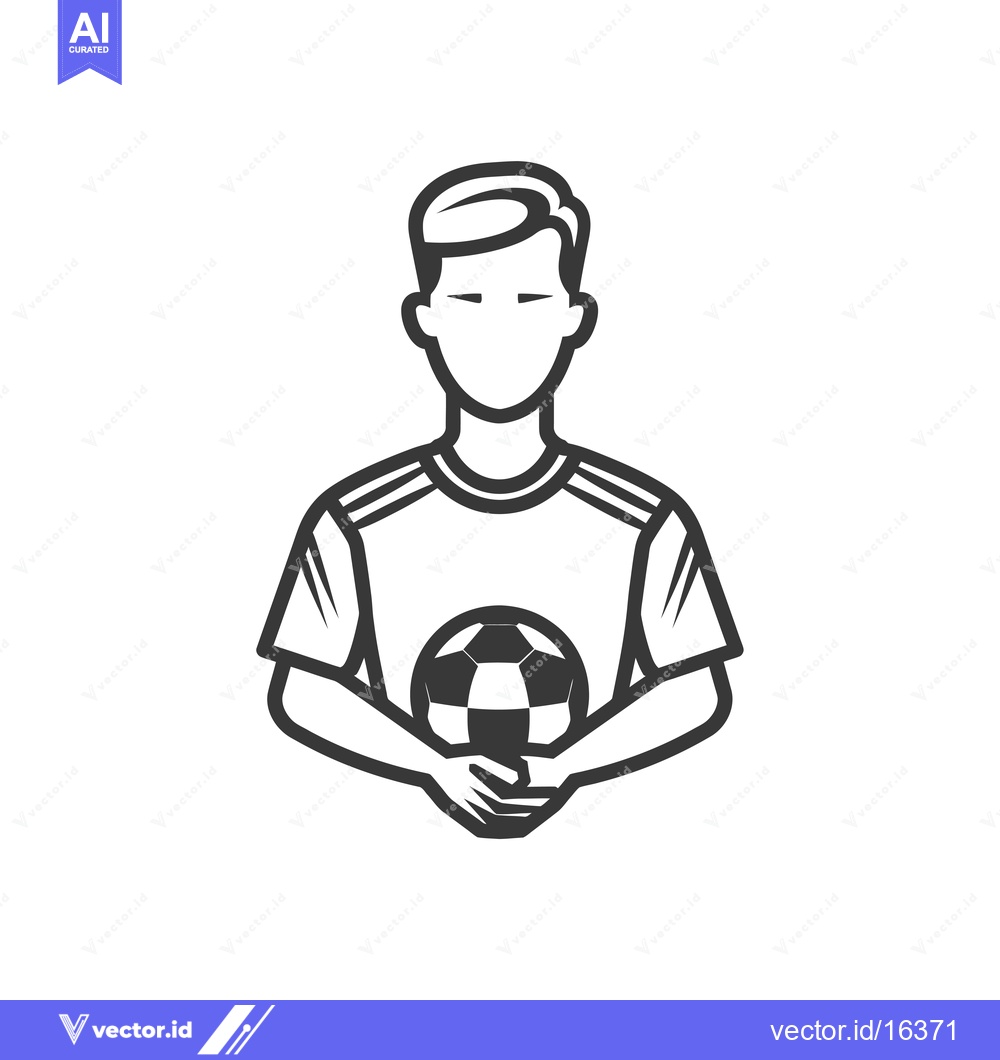 Premium Vector of A Male Soccer Player Holding a Soccer Ball