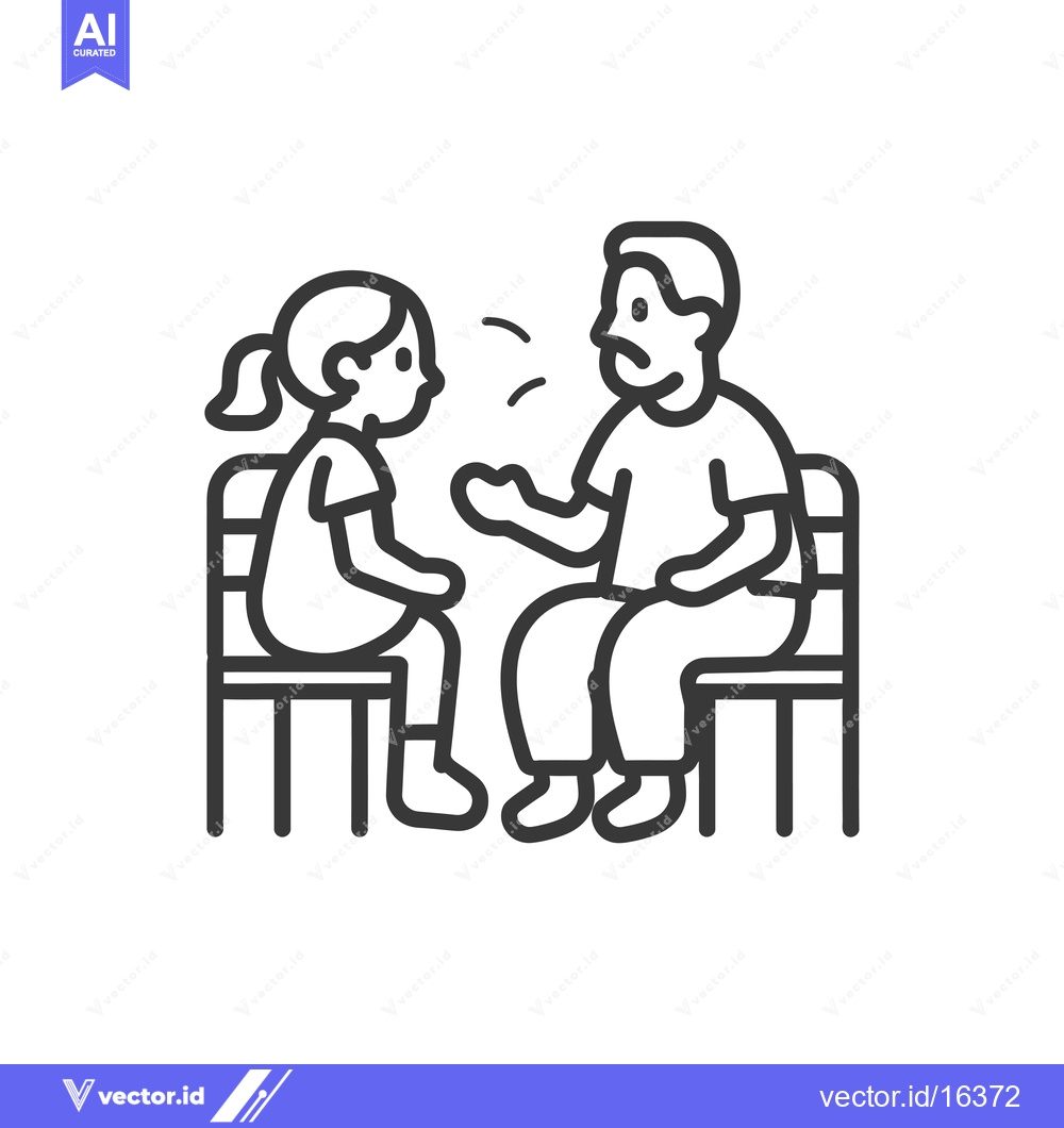 Premium Vector dari A man and a woman are sitting on benches facing each other.