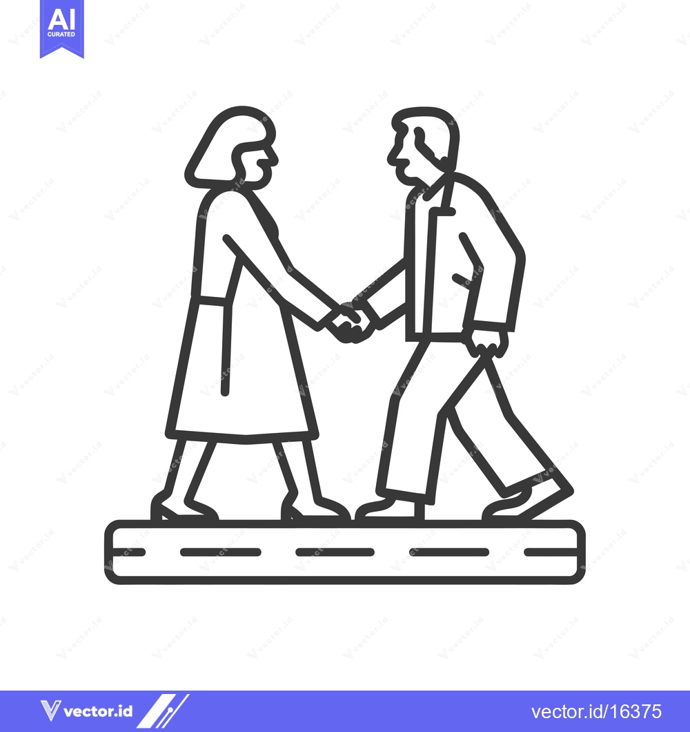 Premium Vector dari A man and a woman shaking hands, standing on a platform