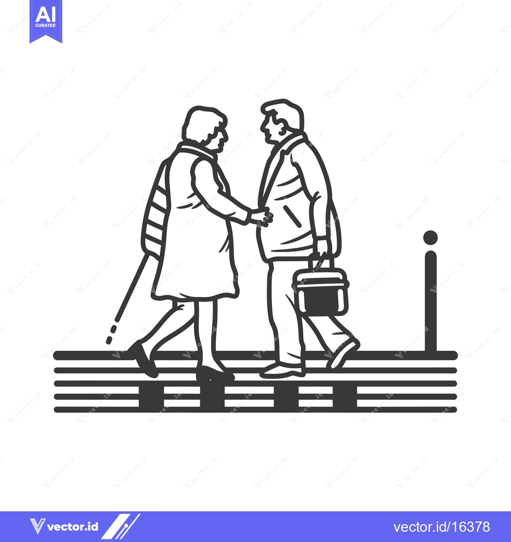 Premium Vector dari A Man and Woman Greeting Each Other on a Platform