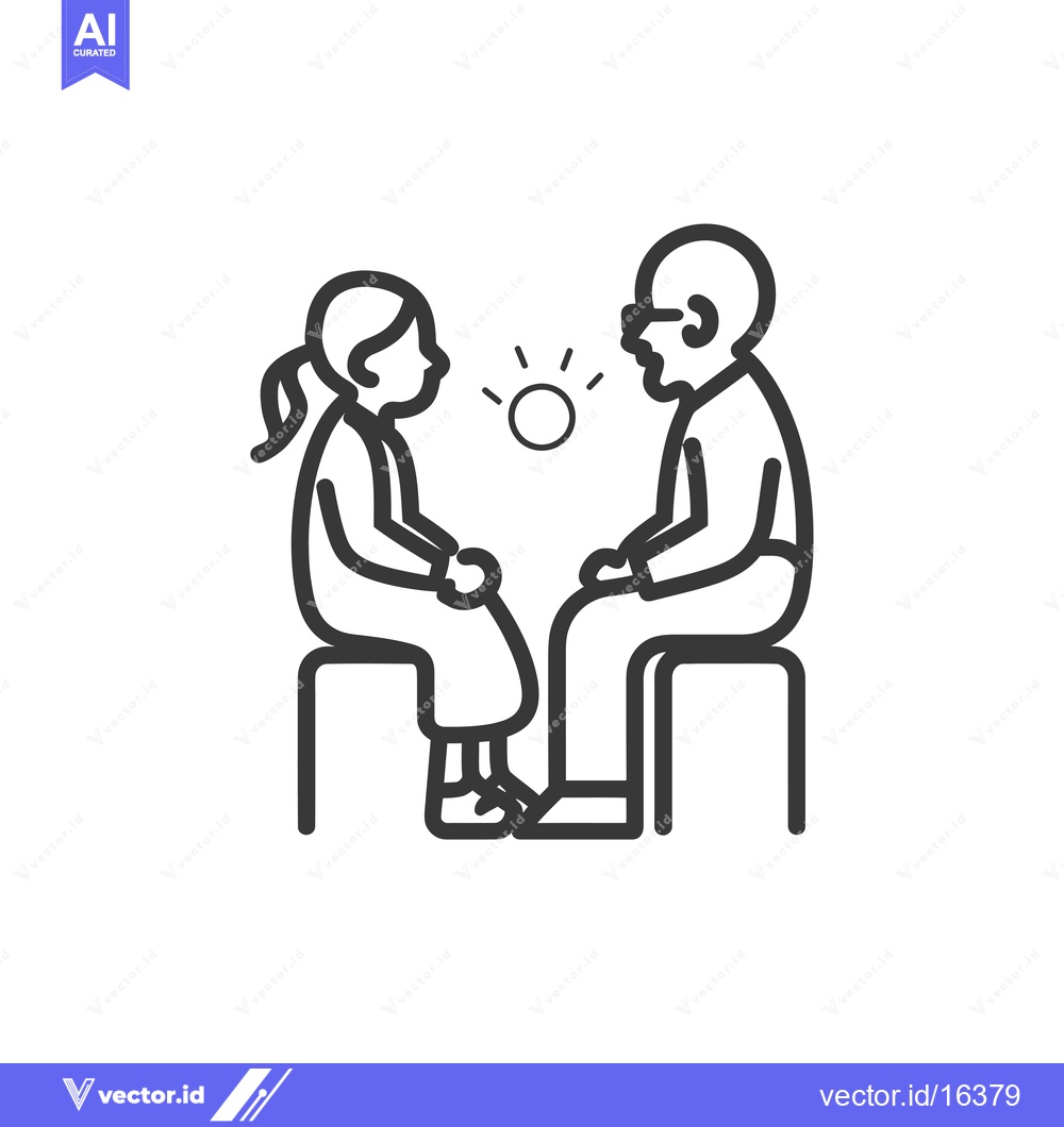 Premium Vector dari A man and woman sitting on stools facing each other with a lightbulb b