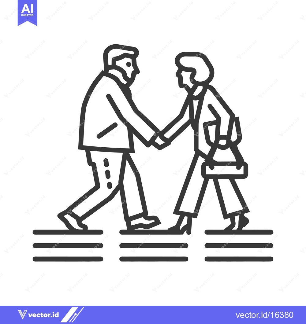 Premium Vector of A Man and Woman Walking and Shaking Hands