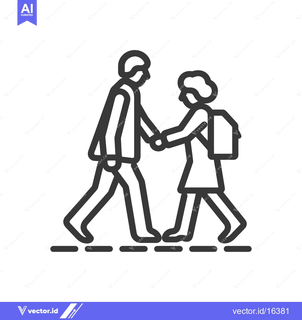 Premium Vector dari A Man and Woman Walking Holding Hands