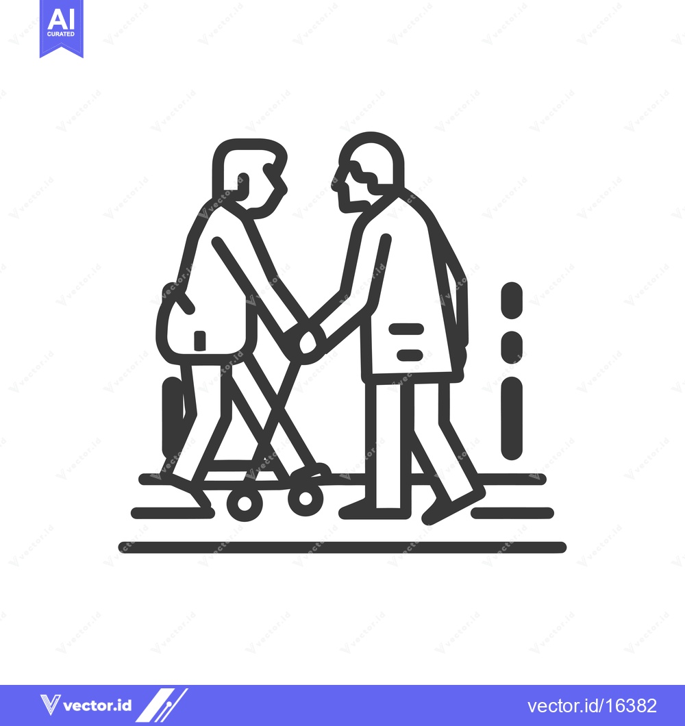 Premium Vector dari A man assisting an elderly person using a walker