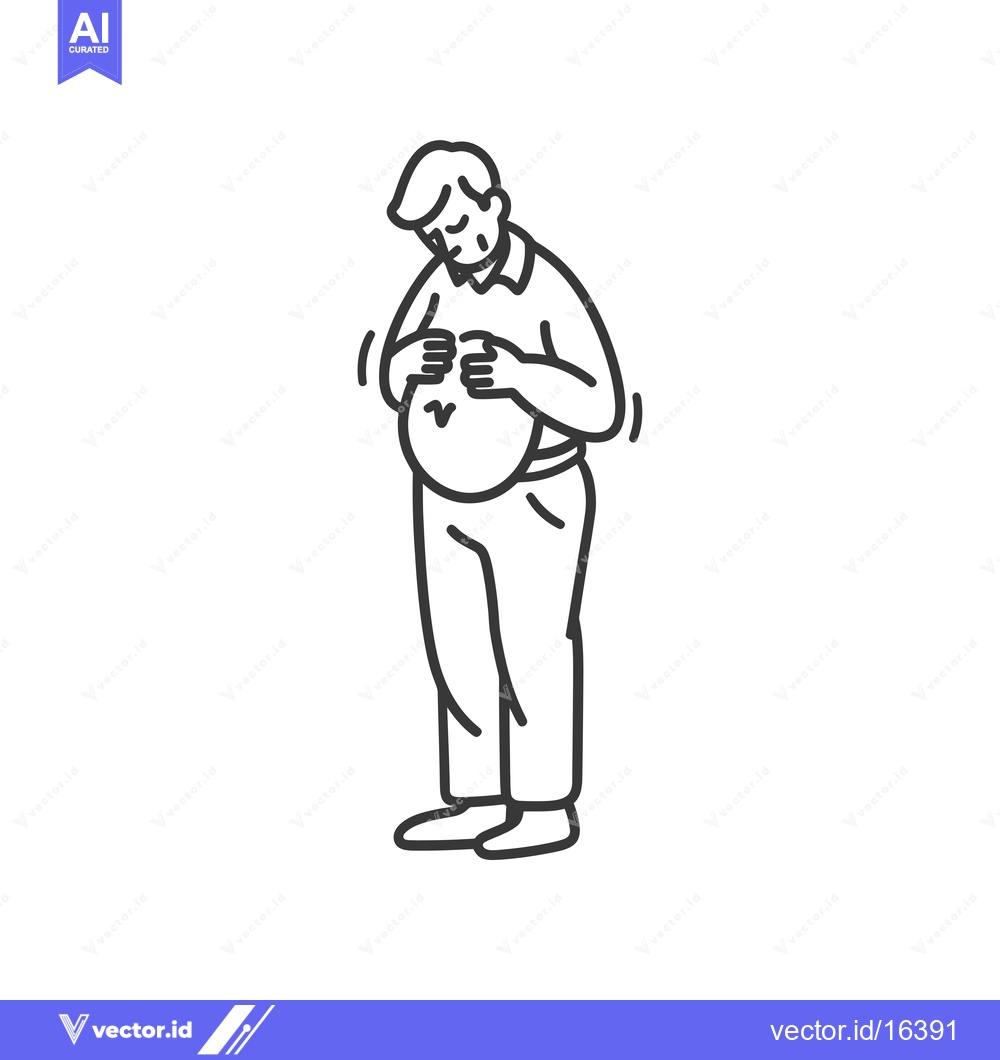 Premium Vector dari A man holding his pregnant belly