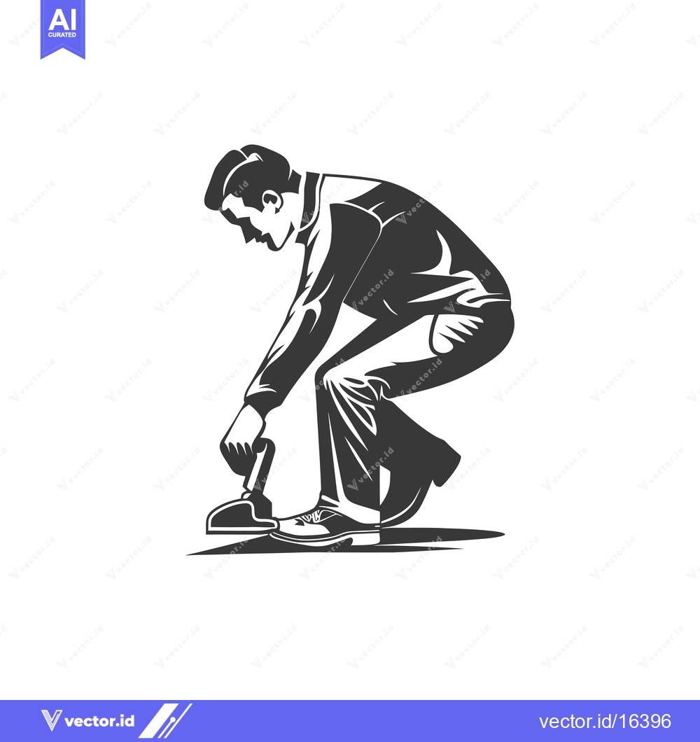 Premium Vector of A man in a business suit bending over to tie his shoe