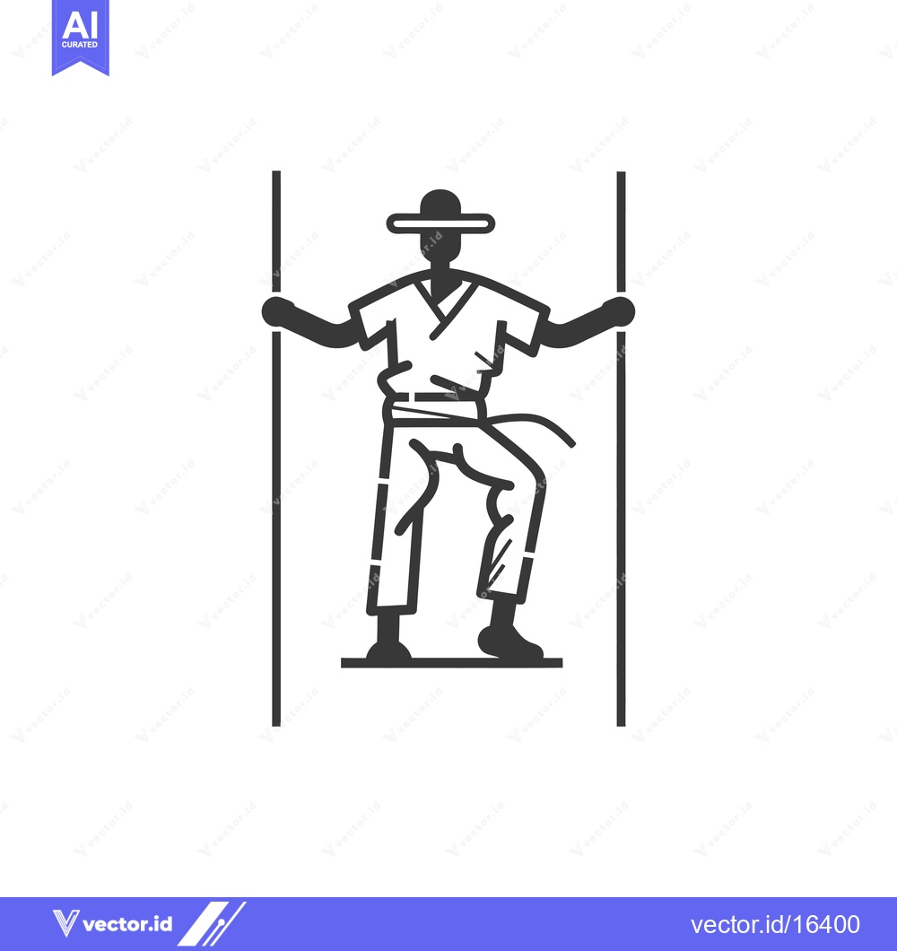 Premium Vector dari A man in a hat and traditional clothing stands between two poles.