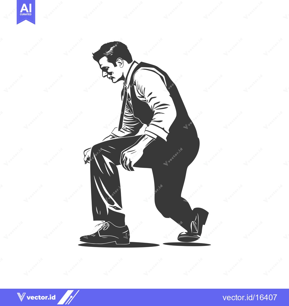 Premium Vector of A man in a suit and vest is kneeling with his head down
