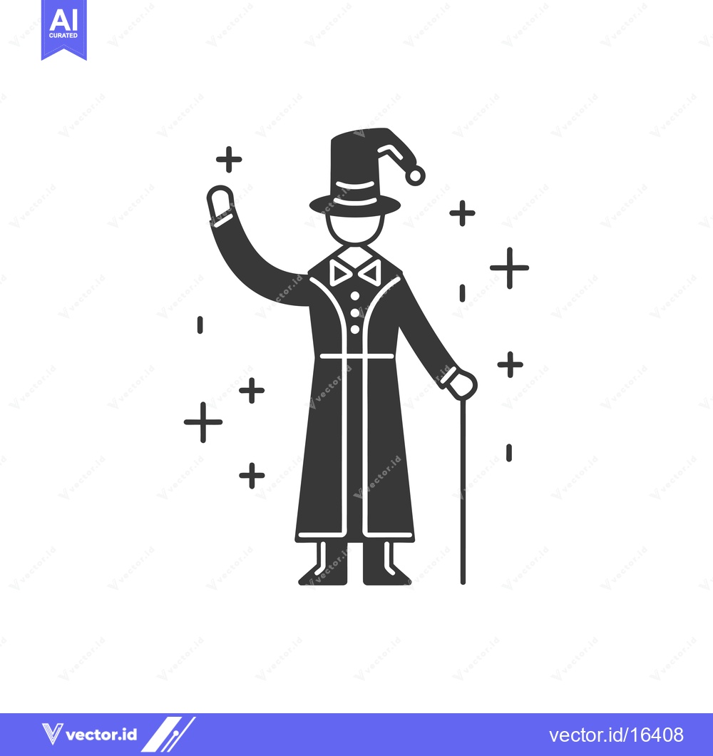 Premium Vector of A Man In A Top Hat And Coat Waving With A Cane