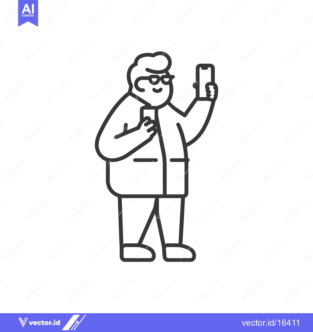 Premium Vector dari A man in glasses takes a selfie with his phone