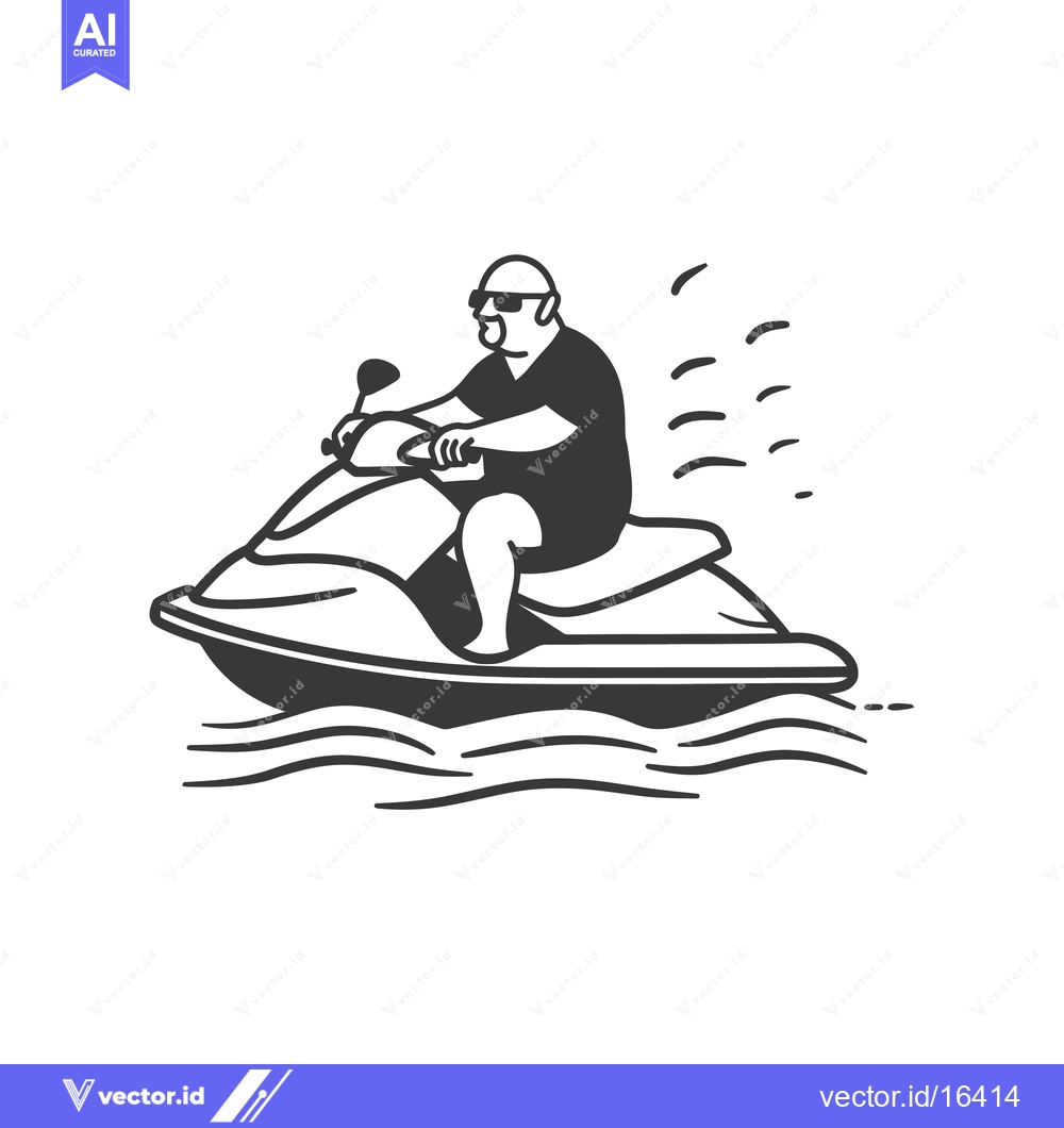 Premium Vector dari A man in sunglasses riding a jet ski