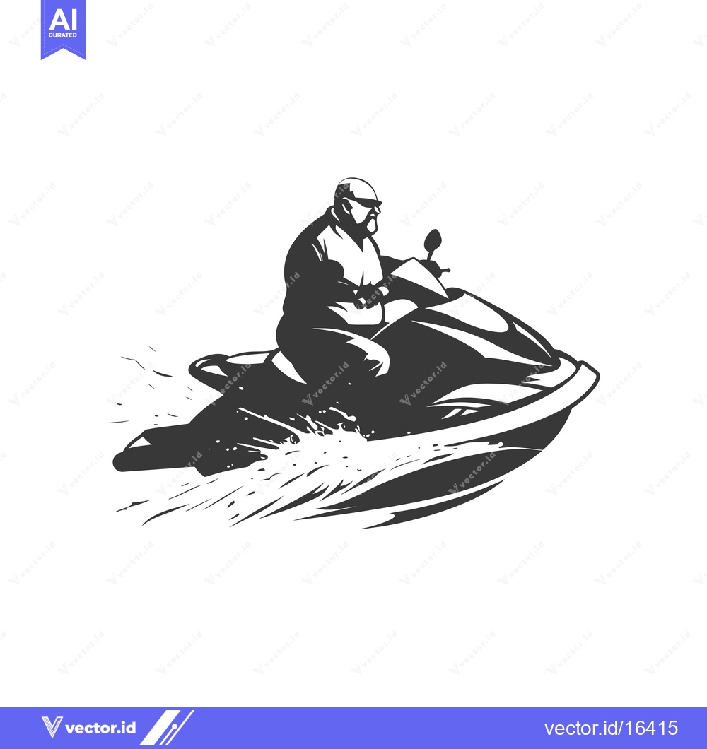 Premium Vector dari A Man in Sunglasses Riding a Jet Ski