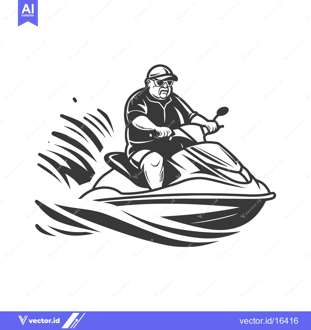 Premium Vector dari A man in sunglasses riding a jet ski on a wave