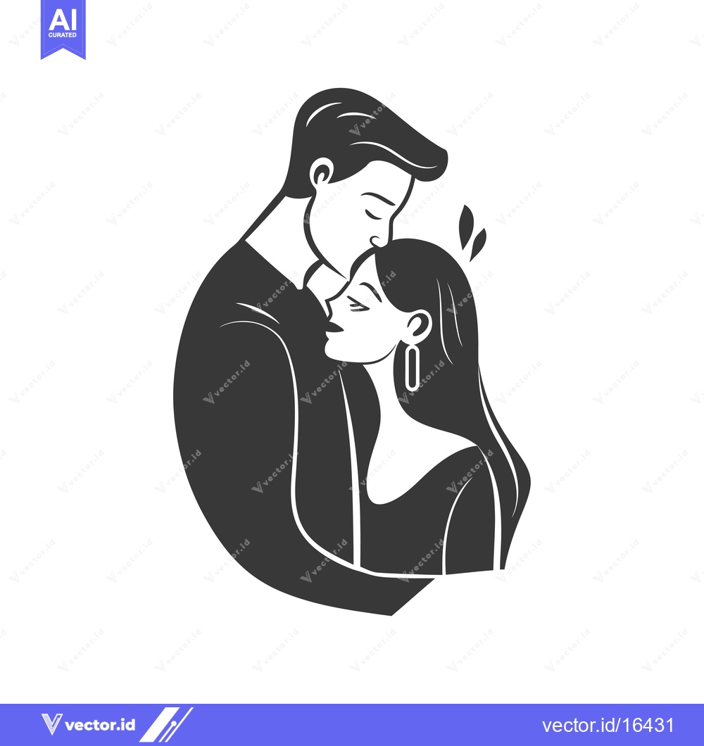 Premium Vector of A man kissing a woman on the forehead with his arms around her
