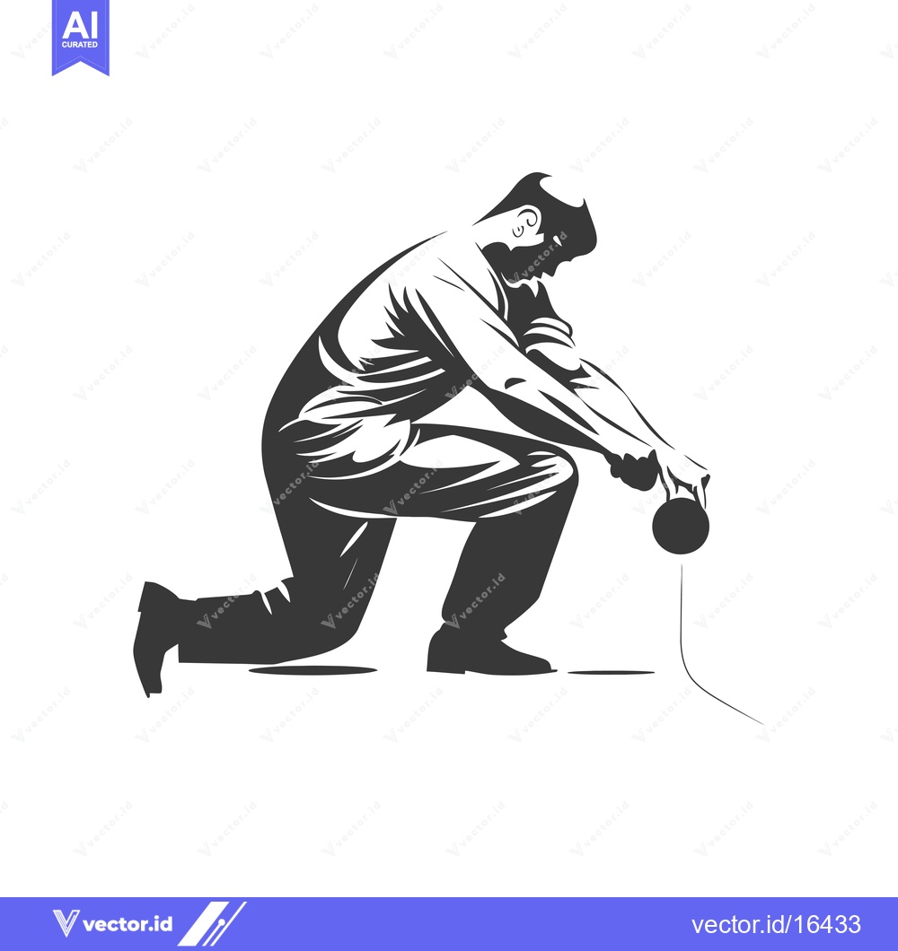 Premium Vector dari A Man Kneeling While Rolling Out a Piece of Material