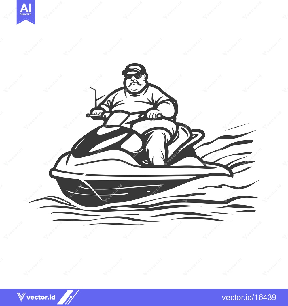 Premium Vector dari A Man Riding a Jet Ski on Water