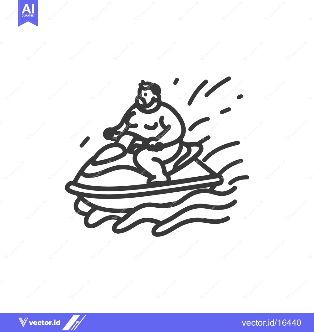 Premium Vector of A Man Riding a Jet Ski on Water