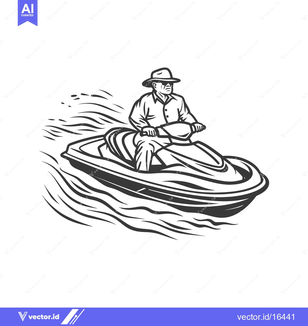 Premium Vector of A Man Riding a Jet Ski on Water