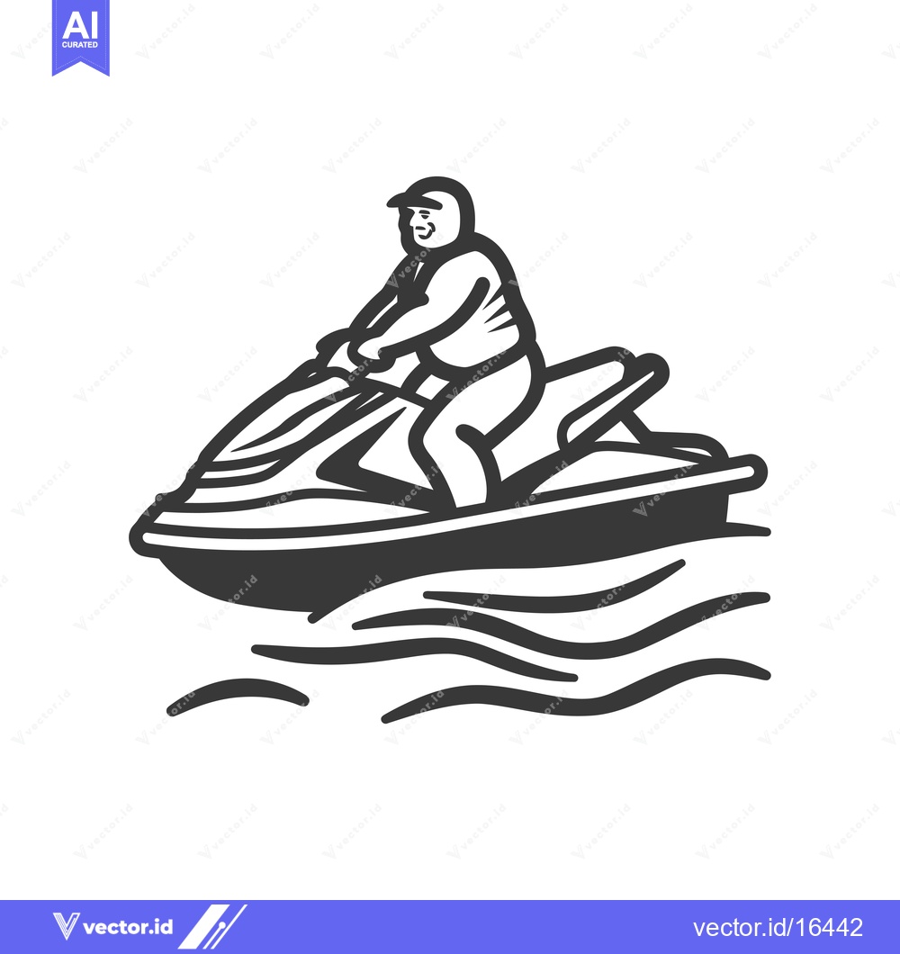 Premium Vector dari A Man Riding A Jet Ski On Waves